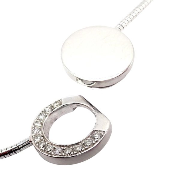 Rare! Authentic Modernist Dinh Van 18k White Gold Diamond Ombre De Lune Necklace - Picture 8 of 12